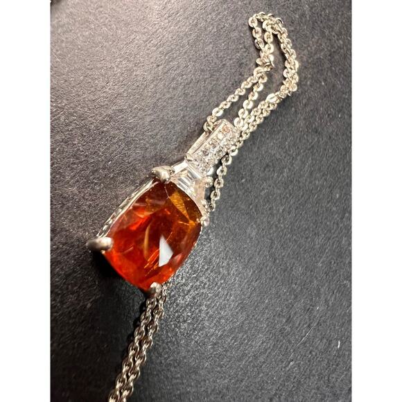 NEW tangerine kyanite and zircon pendant chain in rhodium over sterling silver - Picture 9 of 16